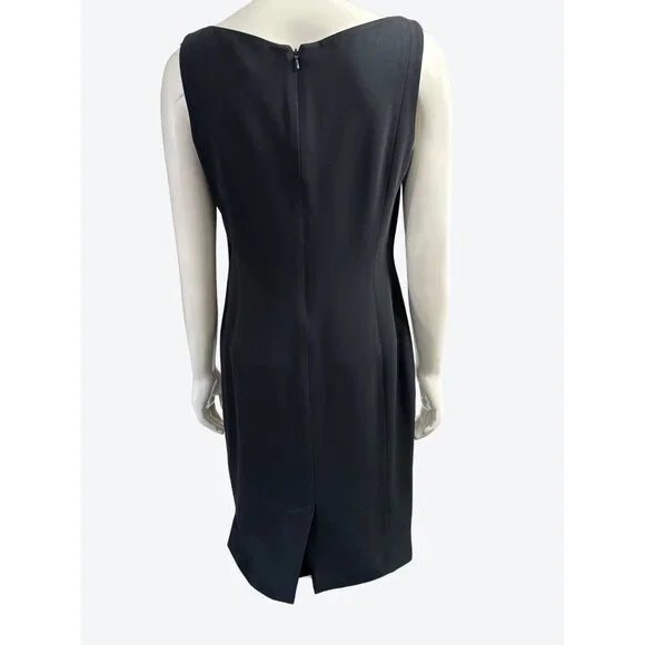 ANN TAYLOR Size 6P Black Sheath Dress Tailored Career Chic Minimalist Power - Picture 4 of 9